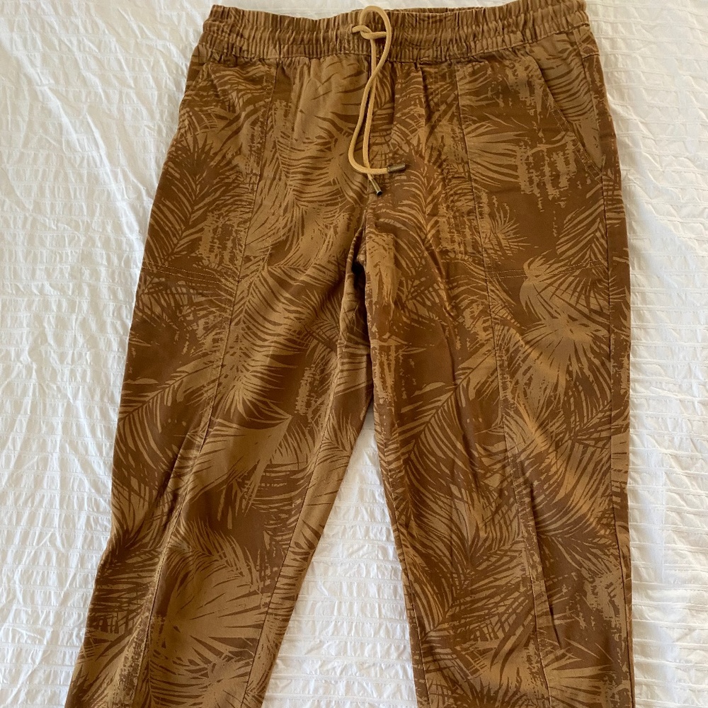 Garnet Hill Salt-Washed Chino Joggers in Tropical Palm Size Medium